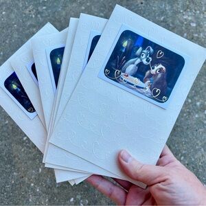 Hallmark Disney Lady And The Tramp Blank Greeting Card Lot 8 Cards Spaghetti